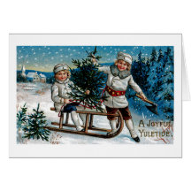 Sledding d'enfants carte de vœux