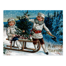 Sledding d'enfants carte postale