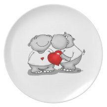 Smooch - Flusspferd-Kuss-Valentinstag Flache Teller