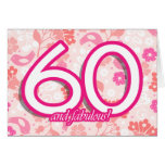 Soixantième cartes d'anniversaire florales colorée