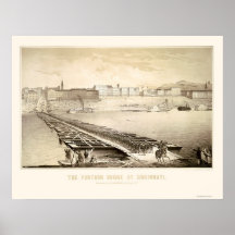 Soldaten auf einer Cincinnati-Ponton-Brücke 1864 Poster