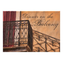Sommer-Abendessen auf der Balkon-Franzose-Art Individuelle Ankündigung