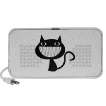 Sourire de chat noir de bande dessinée haut-parleur mobile