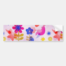 Spaß-bunter Blumen-Schmetterlings-Vogel-Frühling Auto Sticker