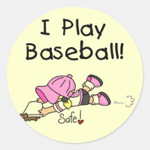 Spiel-Baseball-T-Shirts und Geschenke des Mädchen- Runde Aufkleber