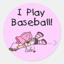 Spiel-Baseball-T-Shirts und Geschenke des Mädchen- Runder Aufkleber