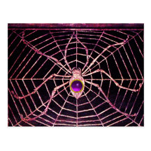SPINNE UND NETZ lila Amethyst Schwarzes Postkarten
