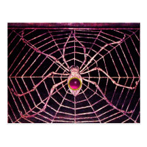 SPINNE UND NETZ rosa pinkfarbenes Amethyst Schwarz Postkarte
