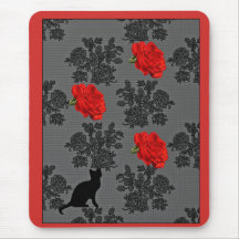 Spitzerückseite mousepad der schwarzen Katze der R