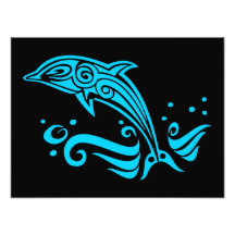 Springender Stammes- blauer Delphin Fotodruck