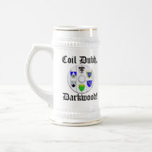 "Spule Dubh, Darkwood!" Stein mit Schild Kaffeetassen