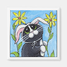 Ssh… Je chasse des lapins ! - Aimant de chat