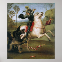 St George, das den Drachen, RAPHAEL kämpft Poster