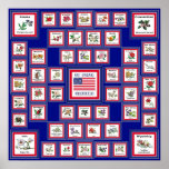STAATS-BLUMEN BLUE/558 USA 50 PLAKATDRUCK
