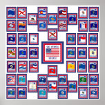 STAATS-FLAGGEN WHITE/556 USA 50 POSTERDRUCKE