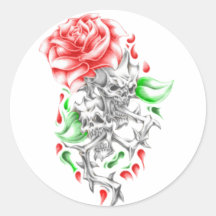 Stammes- Rosenschädel Runder Sticker