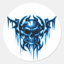 Stammes- Schädel-blaues Sticker