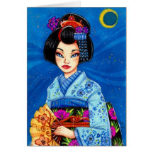 Sternenklare NachtGeisha Ukiyoe Kunst-Gruß-Karte