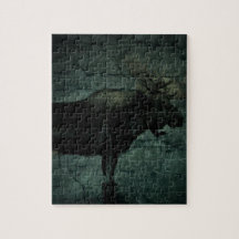 Stier-Elche im Fall-Regen Foto Puzzle