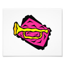 Stilisierter gelbe Trompete Grapic rosa Hintergrun Kunstphotos