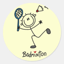 Strichmännchen-Badminton-T-Shirts und Geschenke Sticker