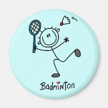 Strichmännchen-Badminton-T-Shirts und Geschenke Magnete