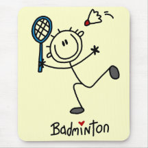 Strichmännchen-Badminton-T-Shirts und Geschenke Mousepad