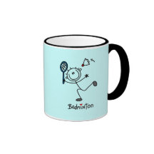 Strichmännchen-Badminton-T-Shirts und Geschenke Tee Tasse