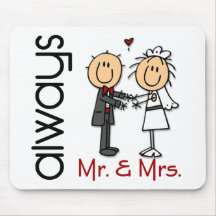 Strichmännchen-Hochzeits-Paar-Herr u. Frau Always Mousepad