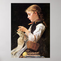 Strickendes Mädchen strickendes Mädchen Posterdrucke