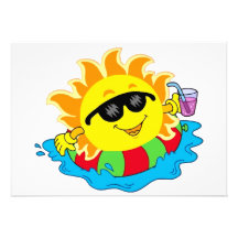 Sun heureux dans la piscine invitation personnalisable
