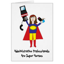 Superhéros professionnel administratif (brune) carte de vœux