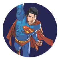 Supermann, der vorwärts fliegt runder aufkleber