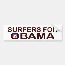 SURFERS POUR OBAMA BUMPERSTICKER ADHÉSIF POUR VOITURE