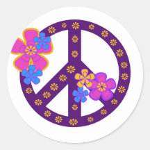 Symbole de paix de fleurs autocollant