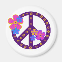 Symbole de paix de fleurs magnets