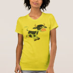 T-shirt pulsant mignon de femmes de vache à bande  t-shirts