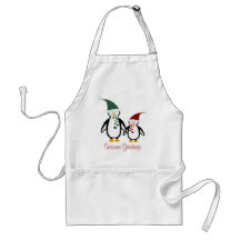 Tablier de Joyeuses Fêtes de pingouins d'hiver