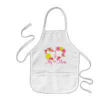 Tablier rose et jaune de maman de coeur de la fleu