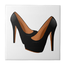 Talons hauts noirs carreaux en céramique