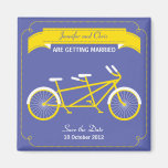 Tandemfahrrad (gelb/Blau) Save the Date Kühlschrankmagnet
