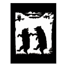 Tanzende Bärn-Schwarz-Silhouette Postkarte