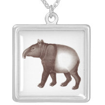 Tapir malais ou asiatique d'une gravure antique colliers personnalisés