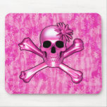 Tapis de souris rose de crâne et de fleur