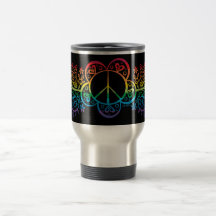 Tasse de voyage de signe de paix d'arc-en-ciel