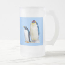 Tasse en verre de pingouins