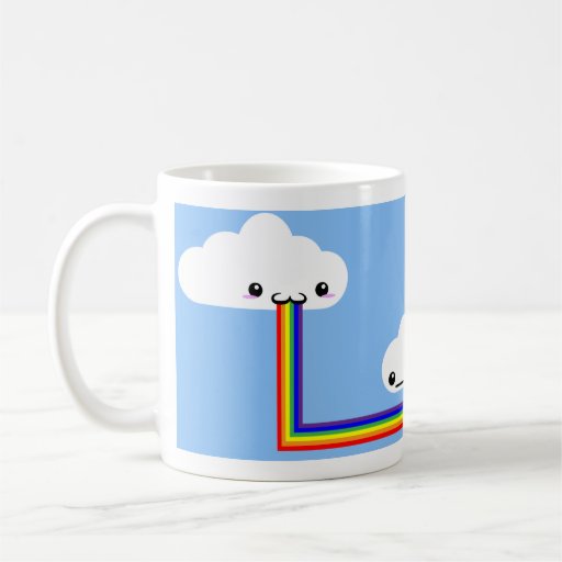 Tasse vomissante d'arc-en-ciel de nuage