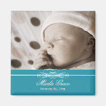 Teal classique et aimant blanc de faire-part