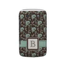 Teal et damassé Blackberry décoré d'un monogramme  Coque Case-Mate Blackberry