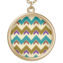 Teal Native Tribal Chevron Pattern halsketten